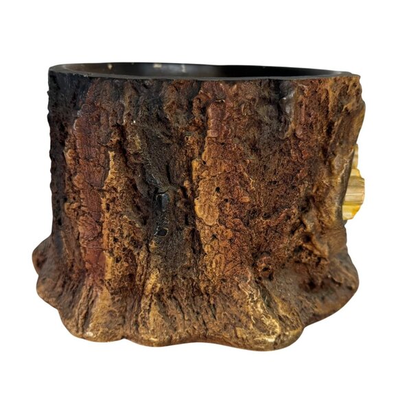 Rustic 70s Owl Log Planter Vintage Home Retro Woodland Decor Resin Flower Pot - Picture 4 of 14